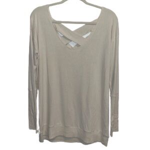 Chance or Fate cream deep v-neckline crisscross back lightweight sweater size L